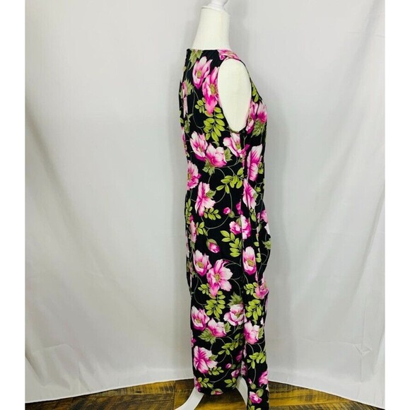 Sag Harbor Petite Dress Women 12P Black Pink Floral Faux Wrap sleeveless - Picture 4 of 9